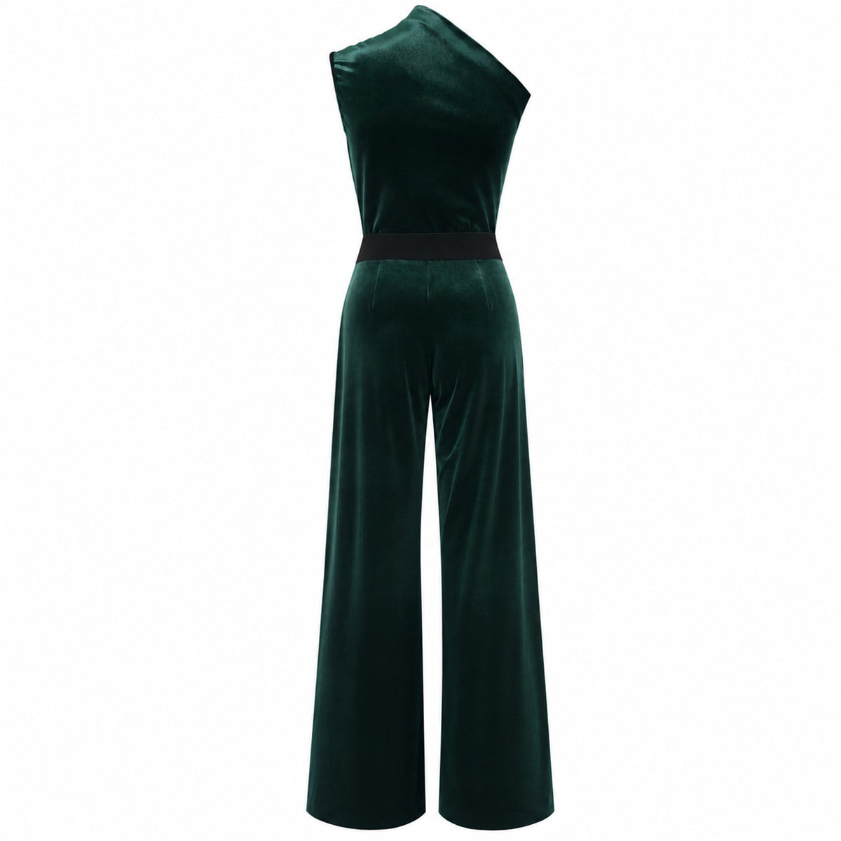 Off The Wall emerald green velvet one shoulder jumpsuit by Me&Thee
