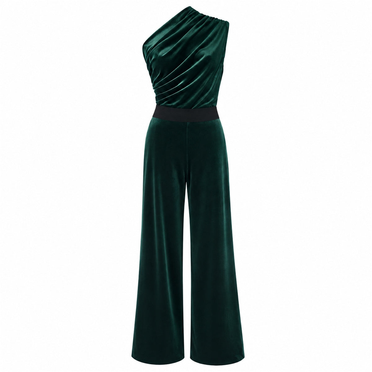 Off The Wall emerald green velvet one shoulder jumpsuit by Me&Thee