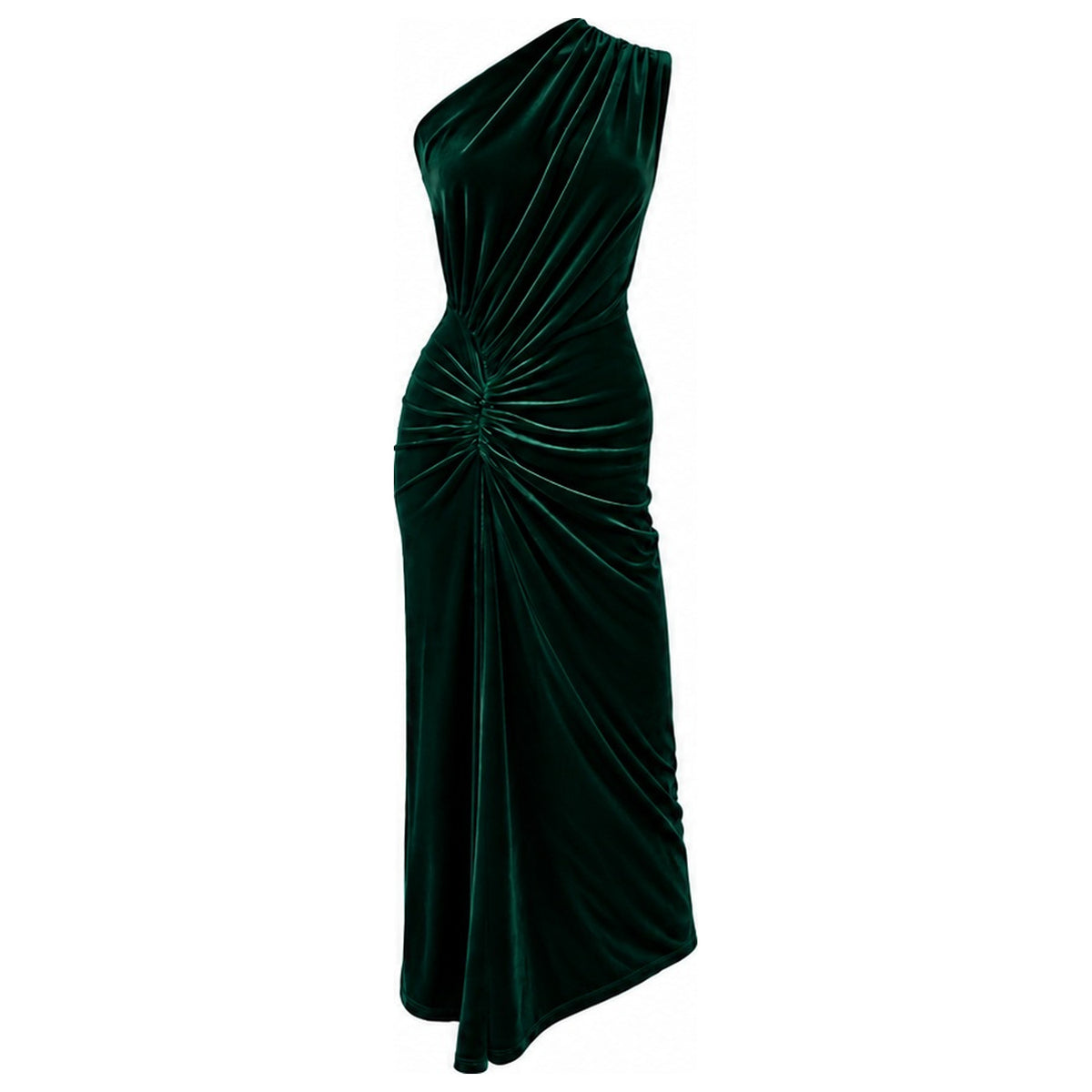 Rosaline – Green Velvet One-Shoulder Cocktail Dress