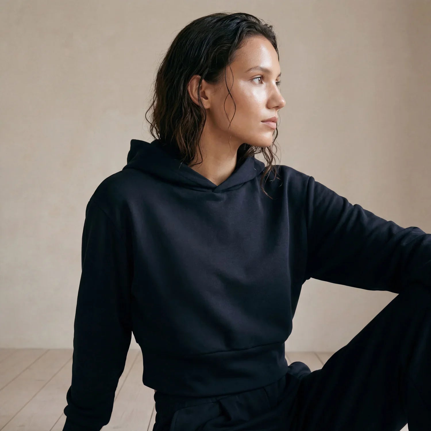 TUIRAN Sustainable Scuba Hoodie In Ink