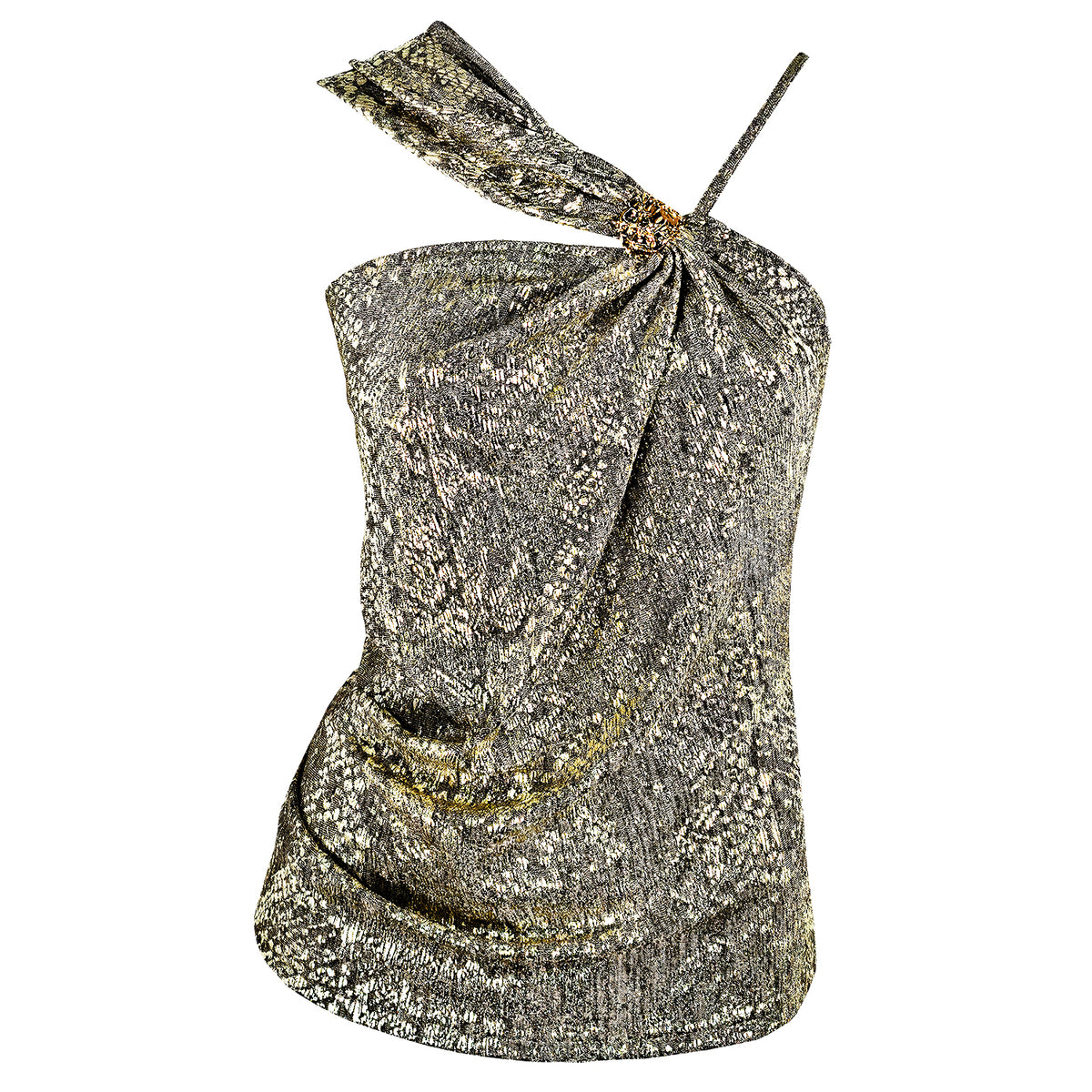Passer By gold snakeskin draped top by Me&Thee