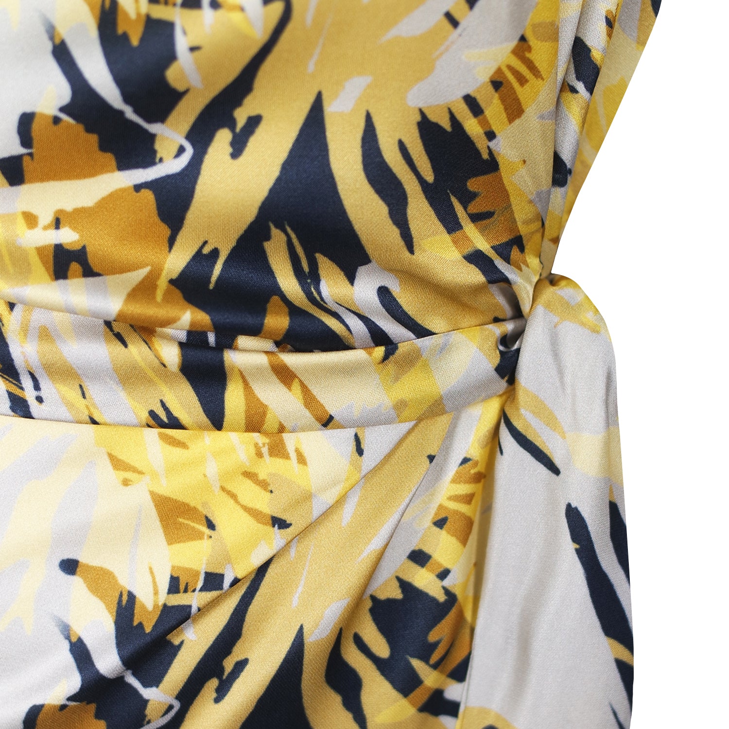 High Horse Navy, Gold and Yellow Printed Silk Viscose Tie Top by Me&Thee