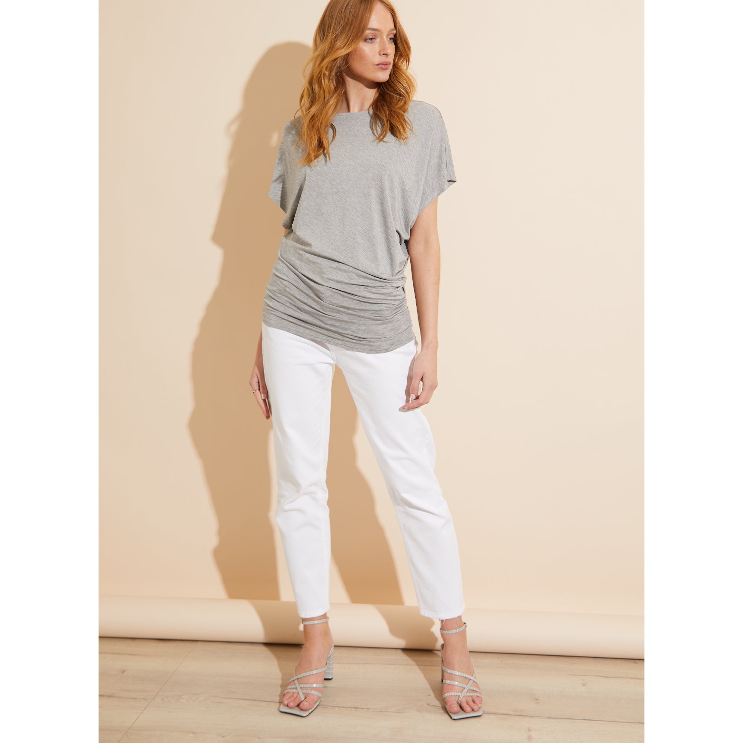 Hocus Pocus Grey Bamboo Jersey Oversized Slash Neck Tee by Me&Thee