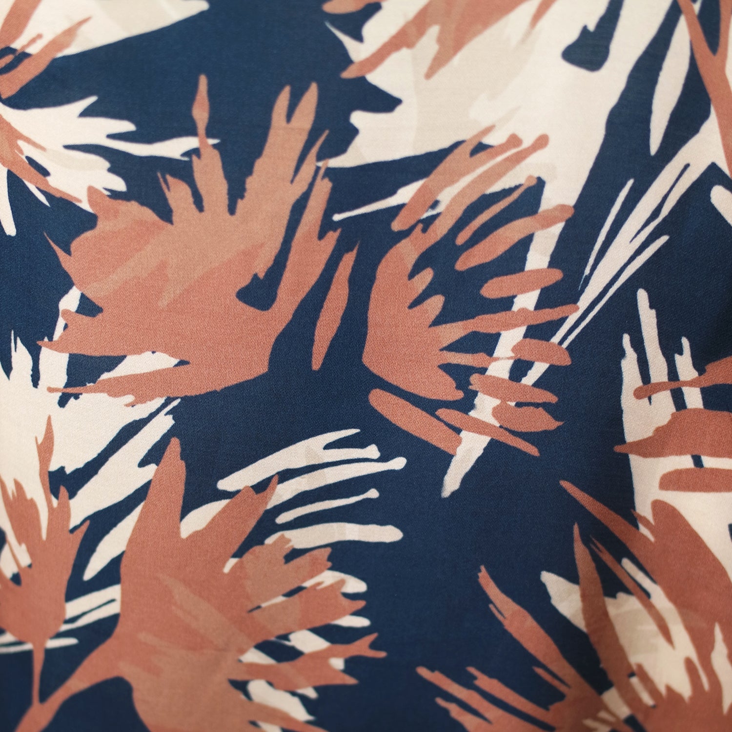 Hoi Polloi Navy, Terracotta and Nude Printed Silk Viscose Tie Dress by Me&Thee