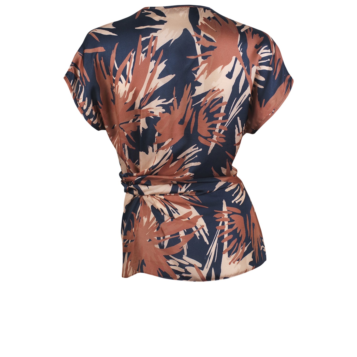 Hooray Henry Navy, Terracotta and Nude Printed Silk Viscose Tie Top by Me&Thee