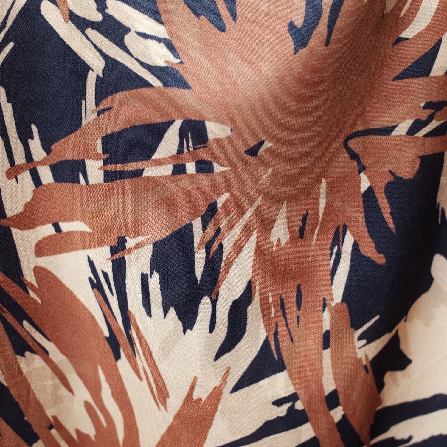 Hooray Henry Navy, Terracotta and Nude Printed Silk Viscose Tie Top by Me&Thee