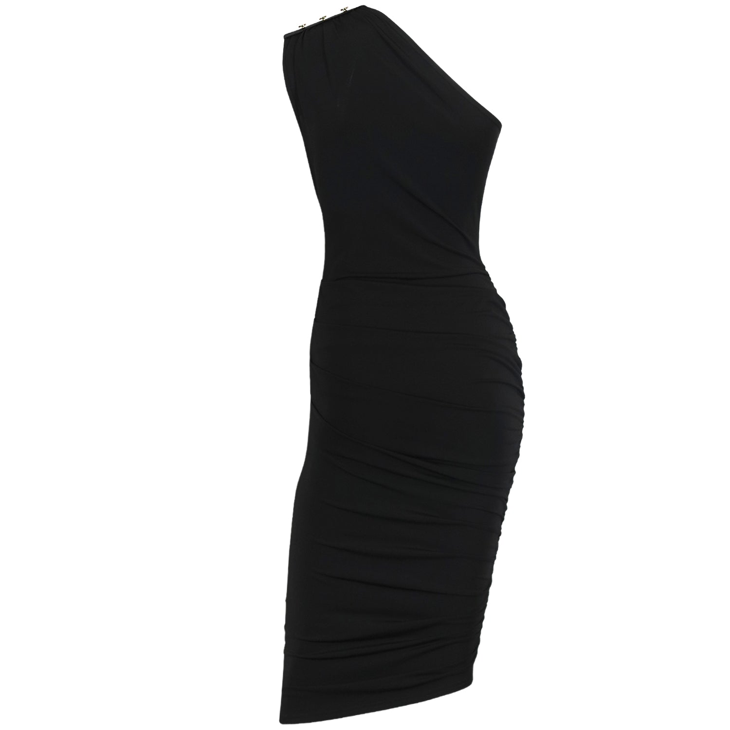 Heart Of Stone Black One Shoulder Button Detail Midi Dress by Me&Thee