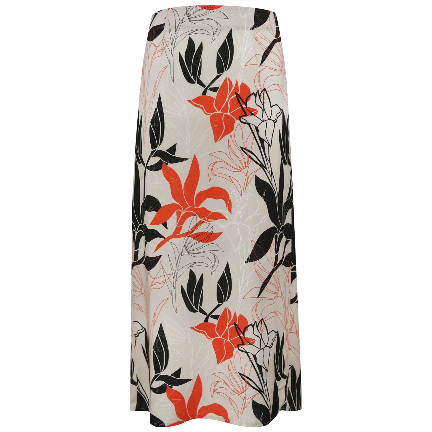 Hit Home Red & Taupe Print Wrap Tie Skirt by Me&Thee