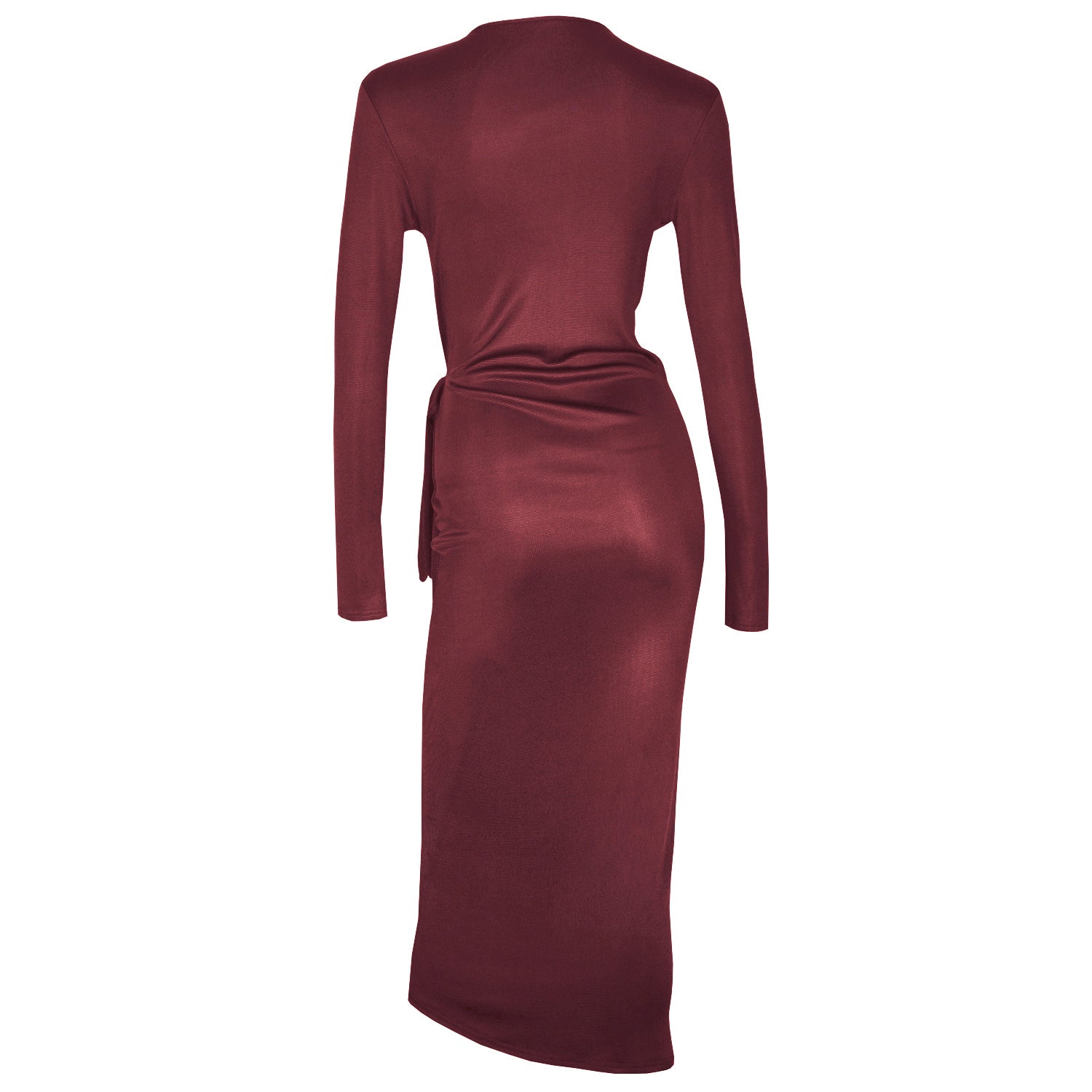 In Spite Of Claret Wrap Detail Dress By Me & Thee
