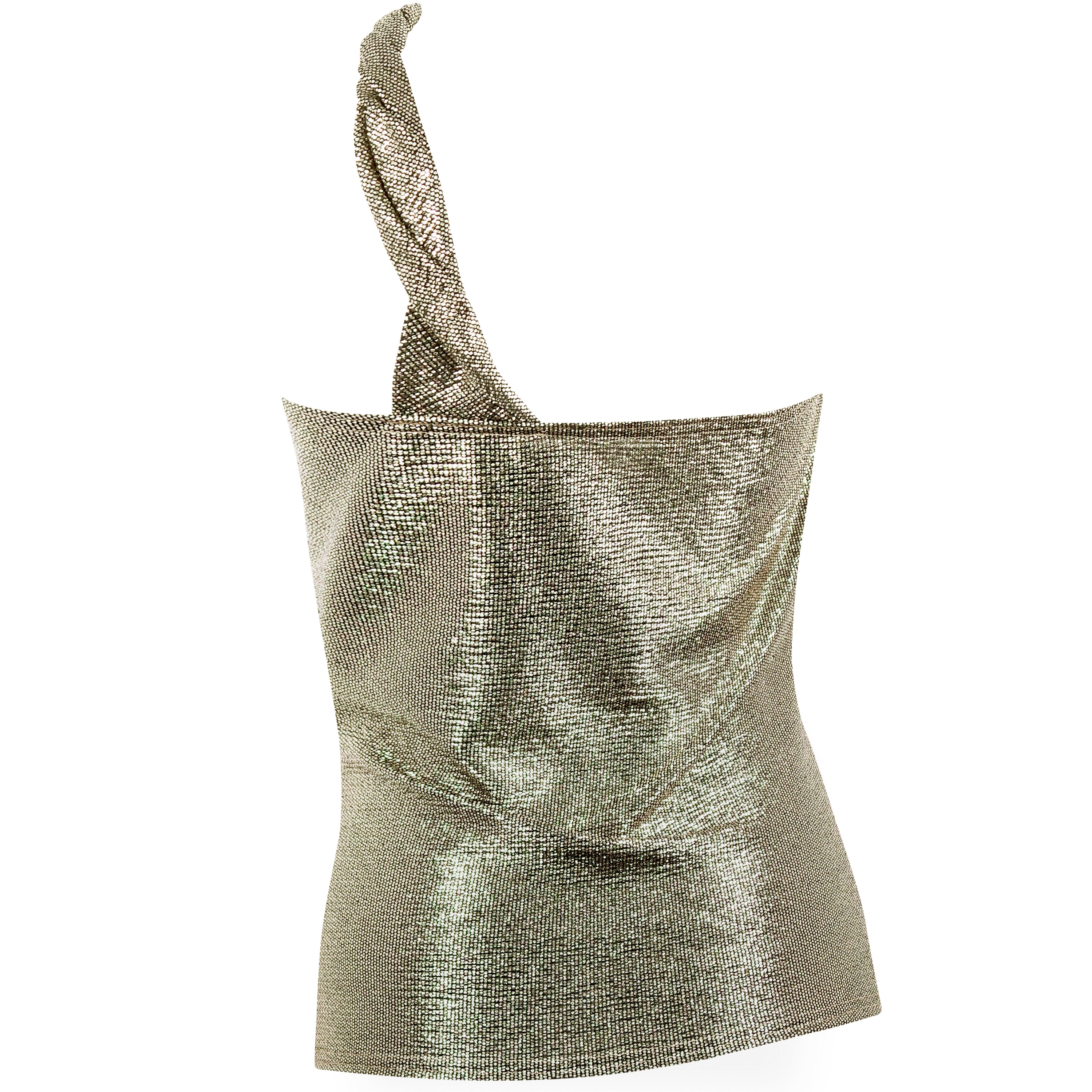 It's Not Over Gold Metallic One Shoulder Top by Me & Thee