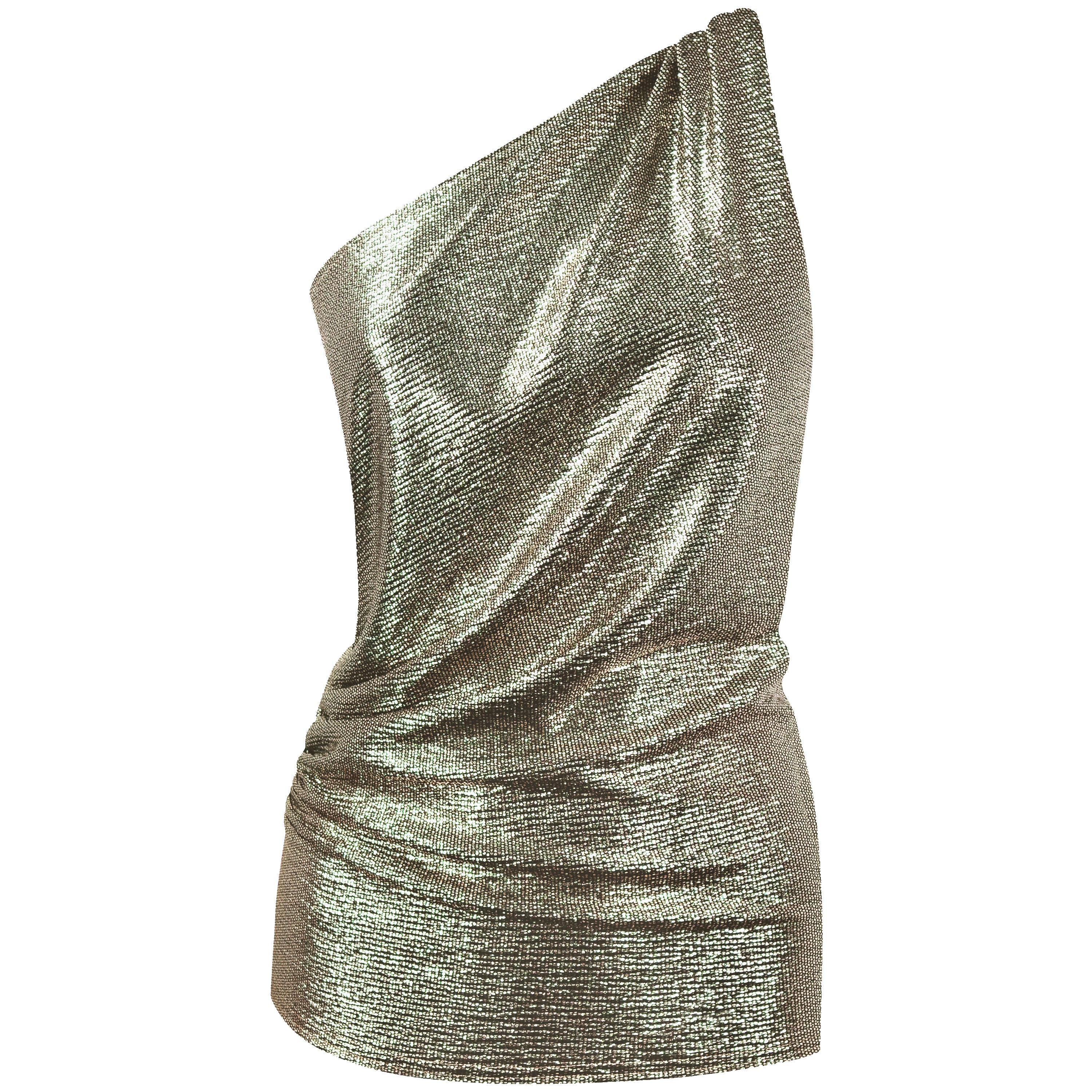 It's Not Over Gold Metallic One Shoulder Top by Me & Thee