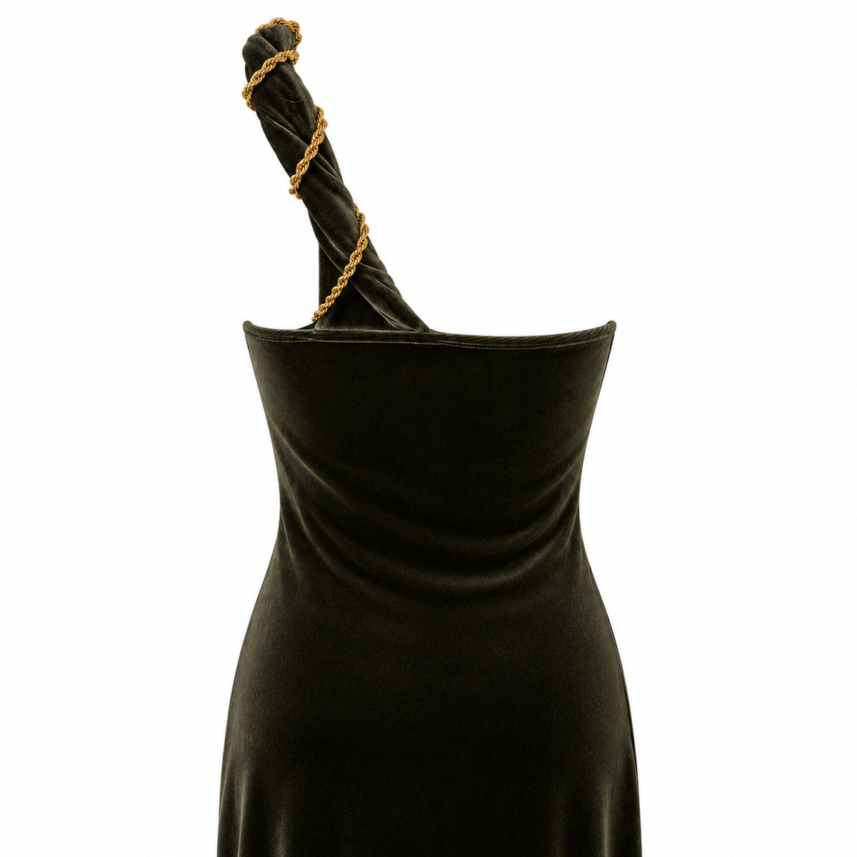 Sofia olive velvet fishtail maxi dress by Me&Thee