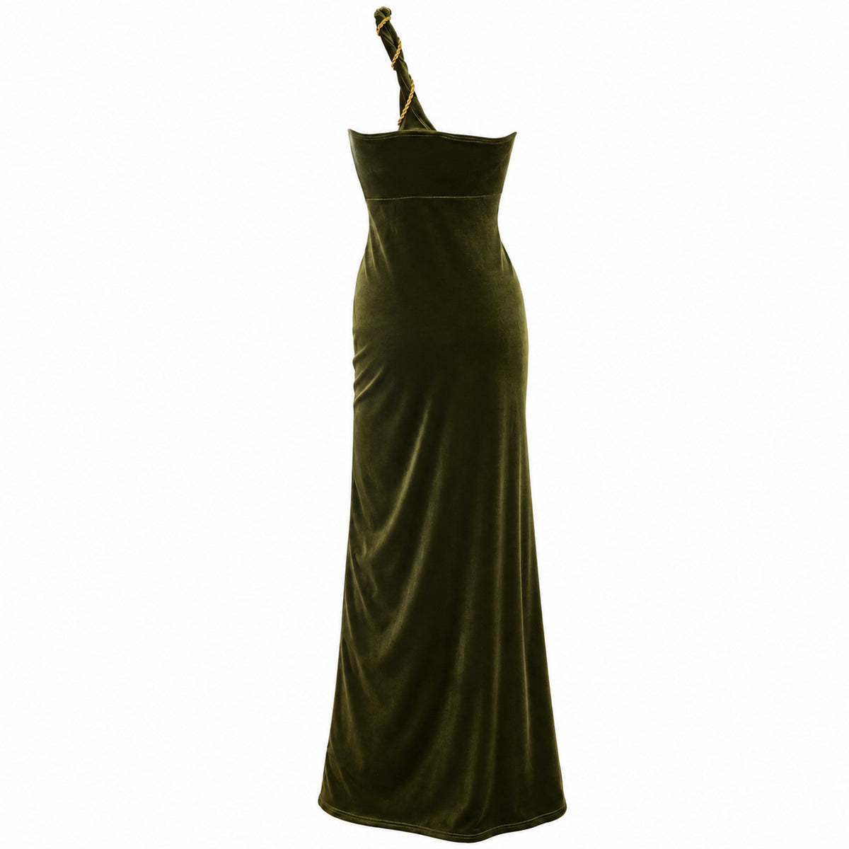 Sofia olive velvet fishtail maxi dress by Me&Thee