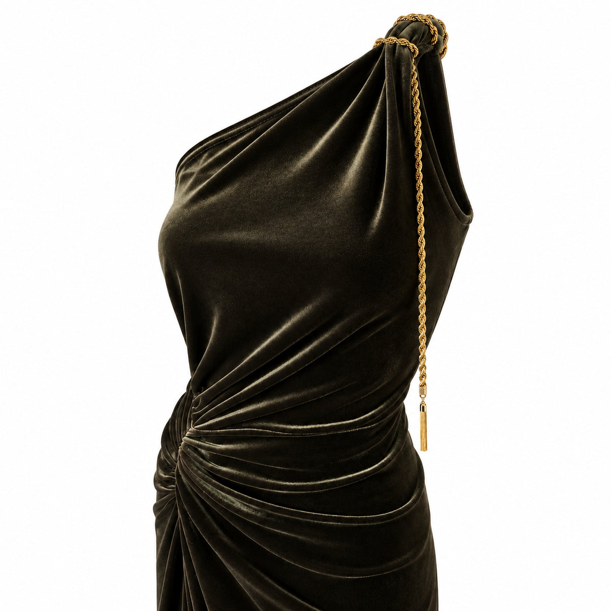 Sofia olive velvet fishtail maxi dress by Me&Thee