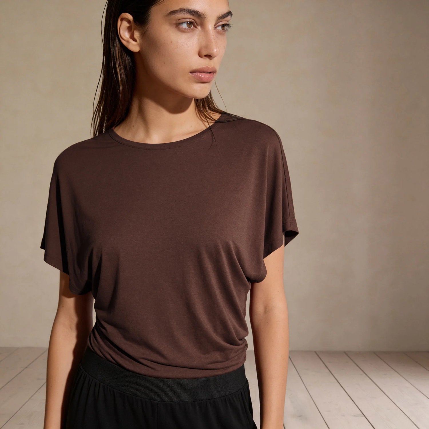 WANAKA Bamboo Aysmmetric T-Shirt In Copper