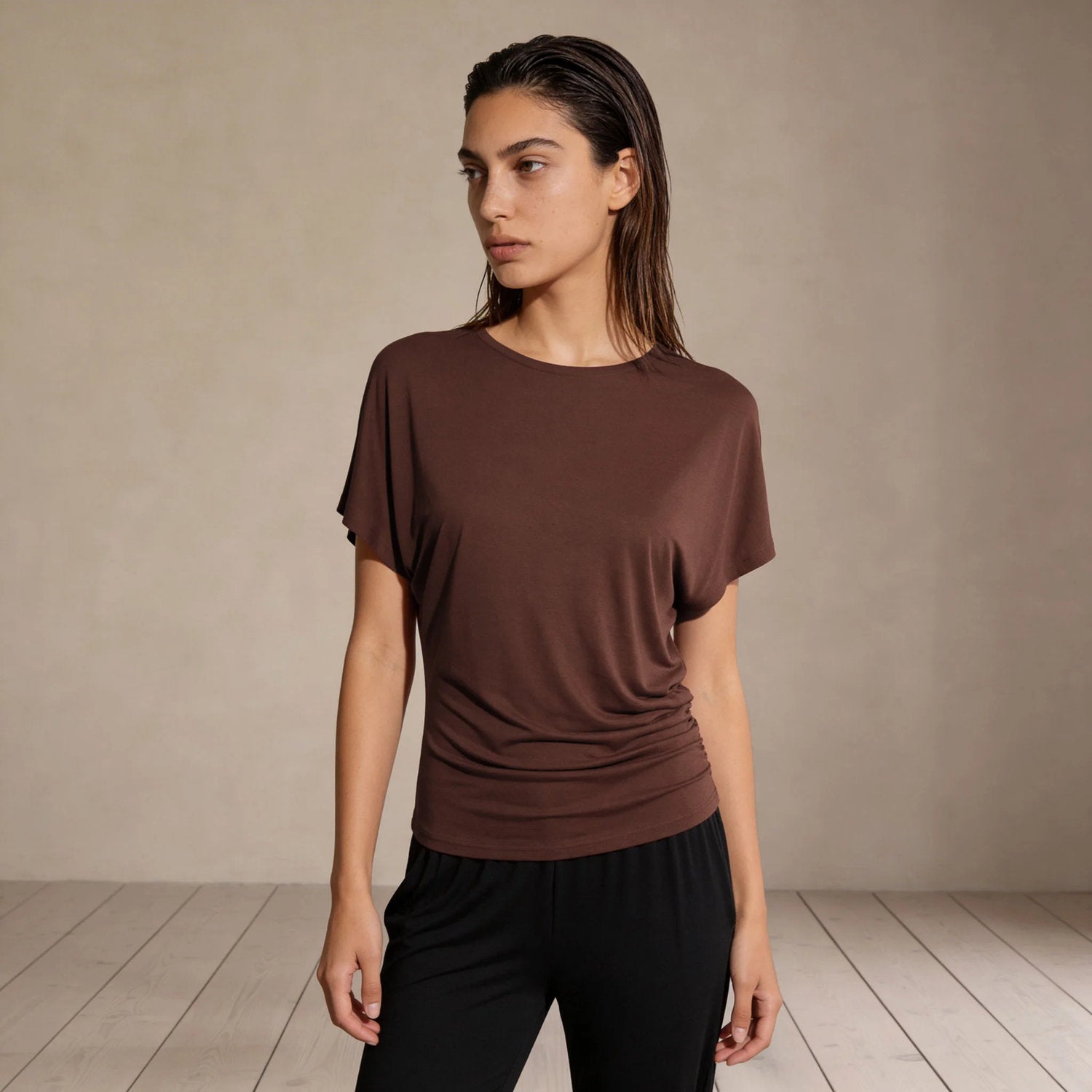 WANAKA Bamboo Aysmmetric T-Shirt In Copper
