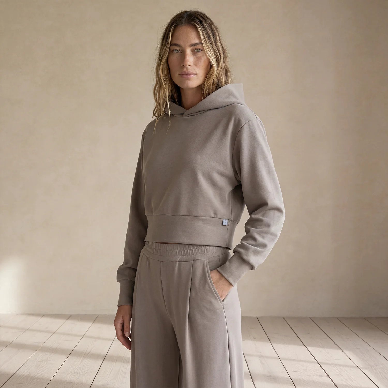 SENNEN Sustainable Scuba Wide Leg Trouser In Mink
