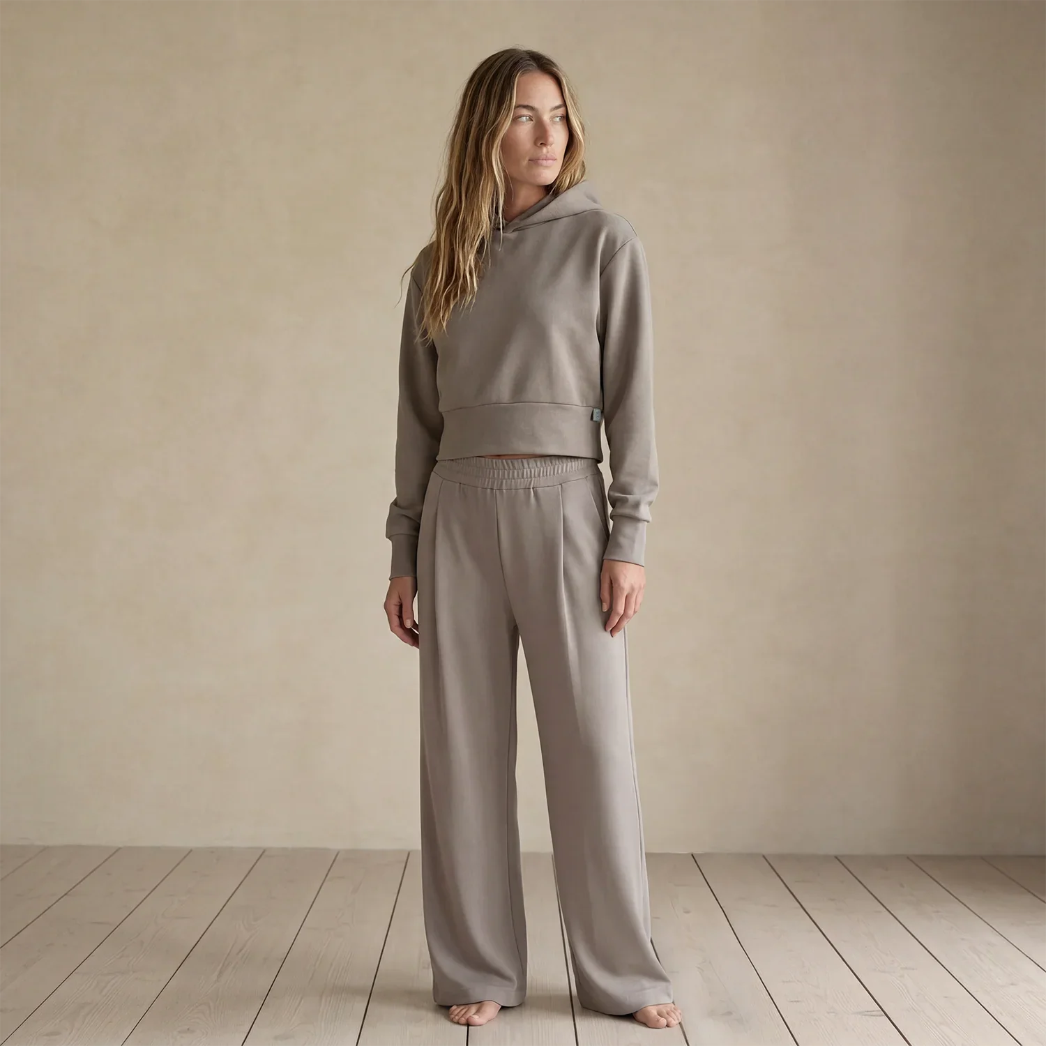 SENNEN Sustainable Scuba Wide Leg Trouser In Mink