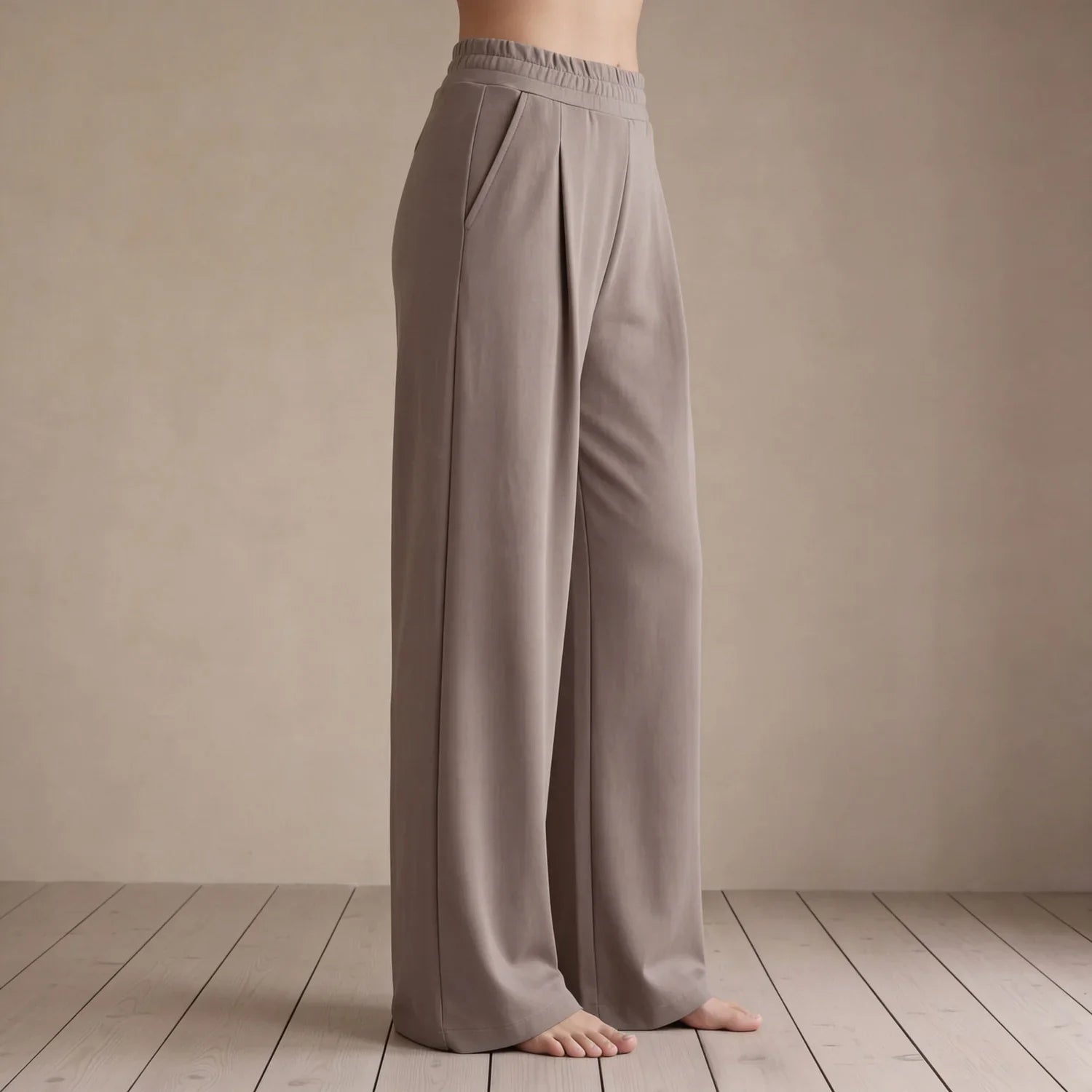 SENNEN Sustainable Scuba Wide Leg Trouser In Mink