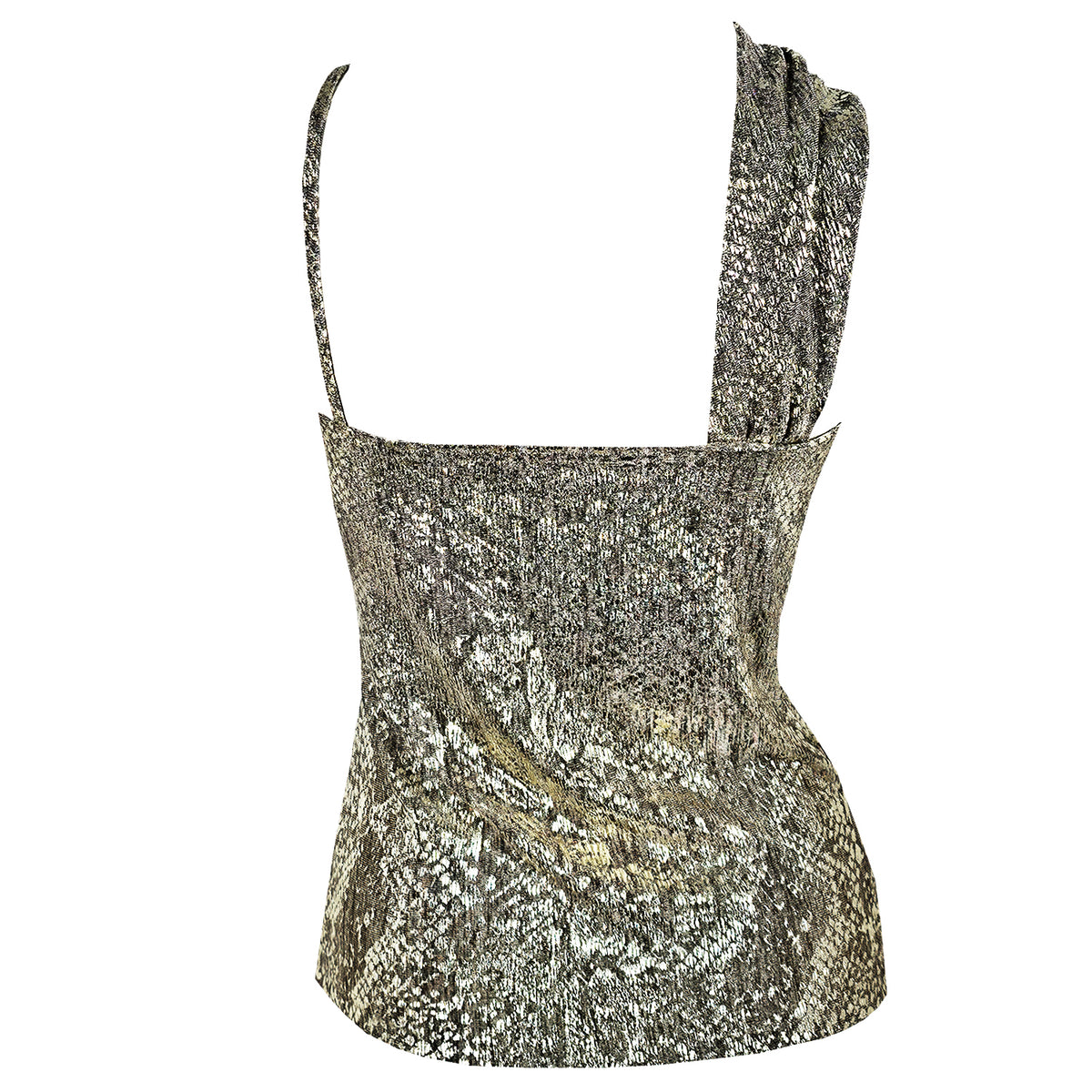 Passer By gold snakeskin draped top by Me&Thee