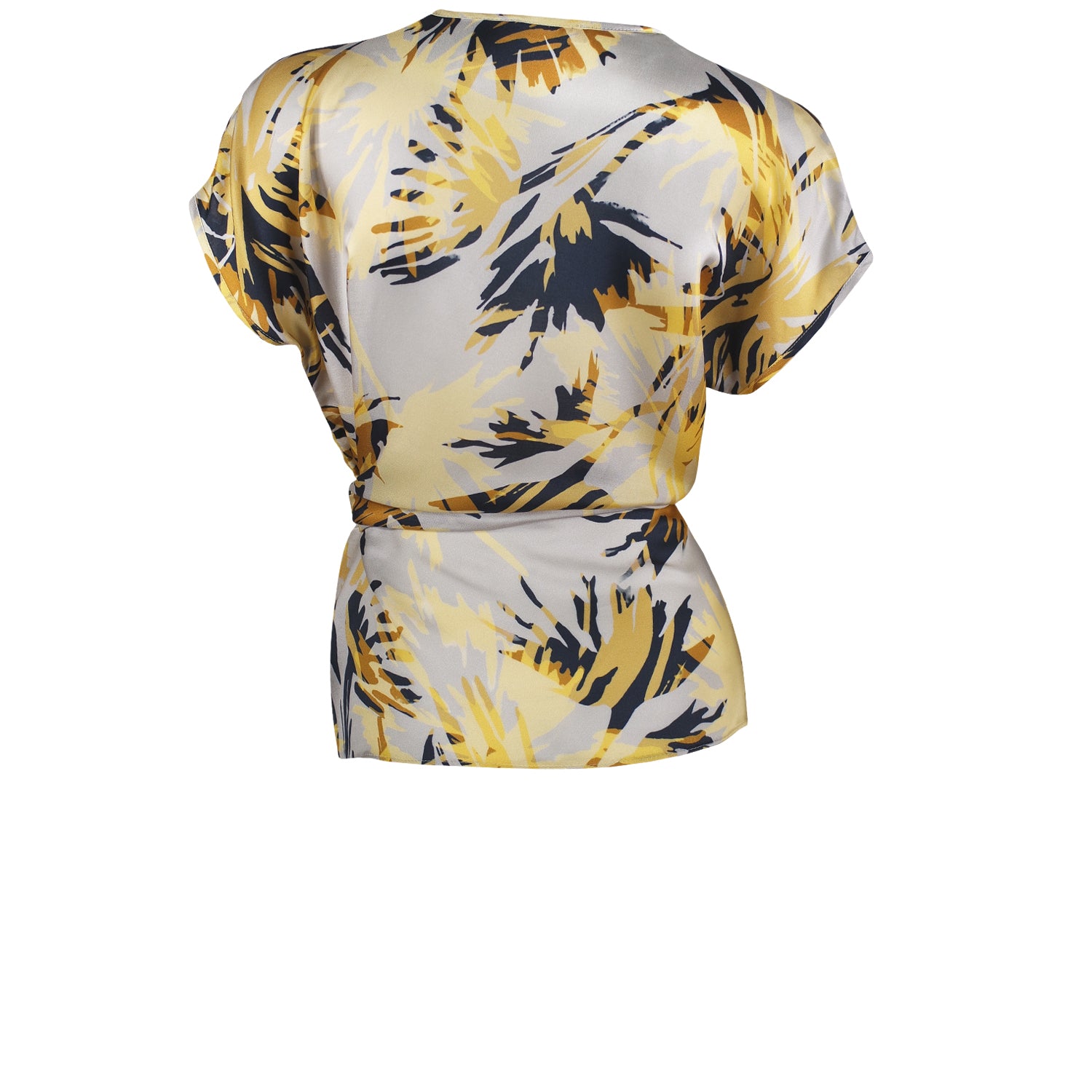 High Horse Navy, Gold and Yellow Printed Silk Viscose Tie Top by Me&Thee