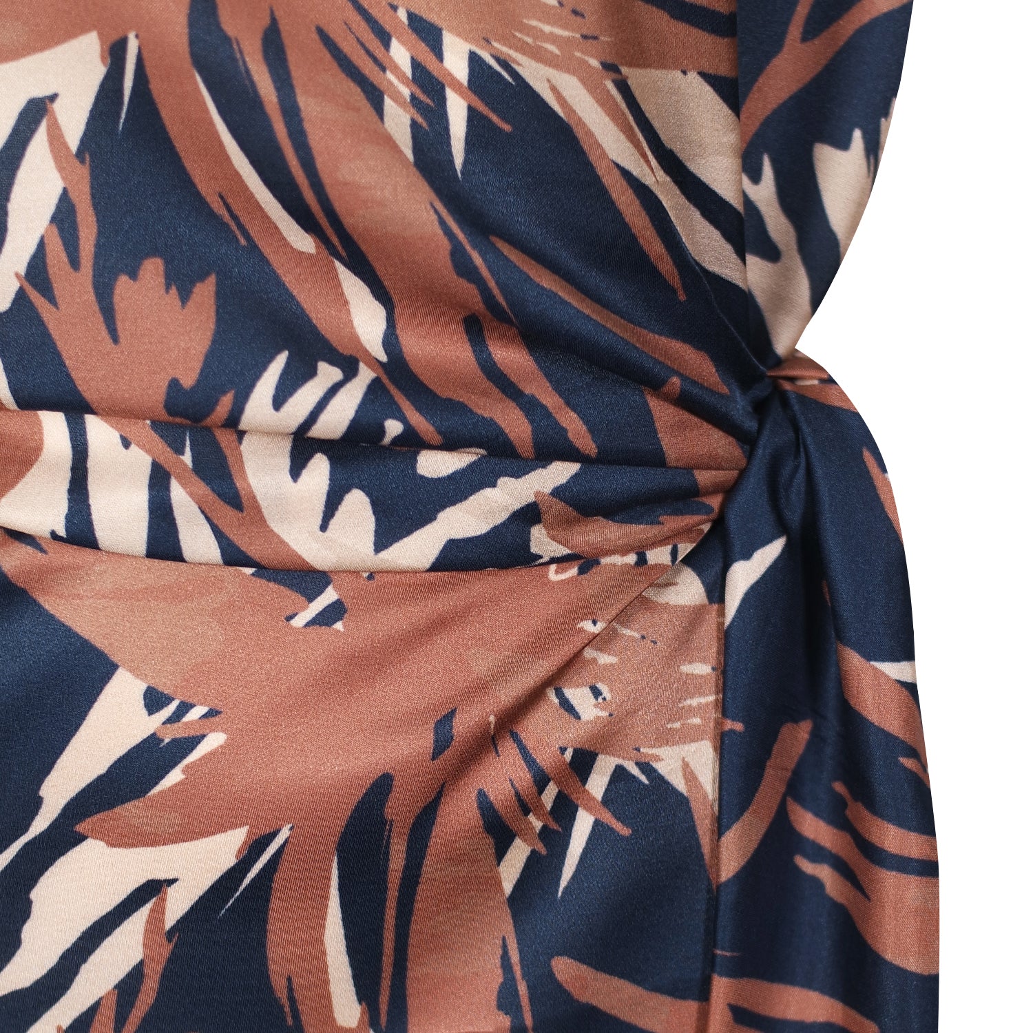 Hooray Henry Navy, Terracotta and Nude Printed Silk Viscose Tie Top by Me&Thee