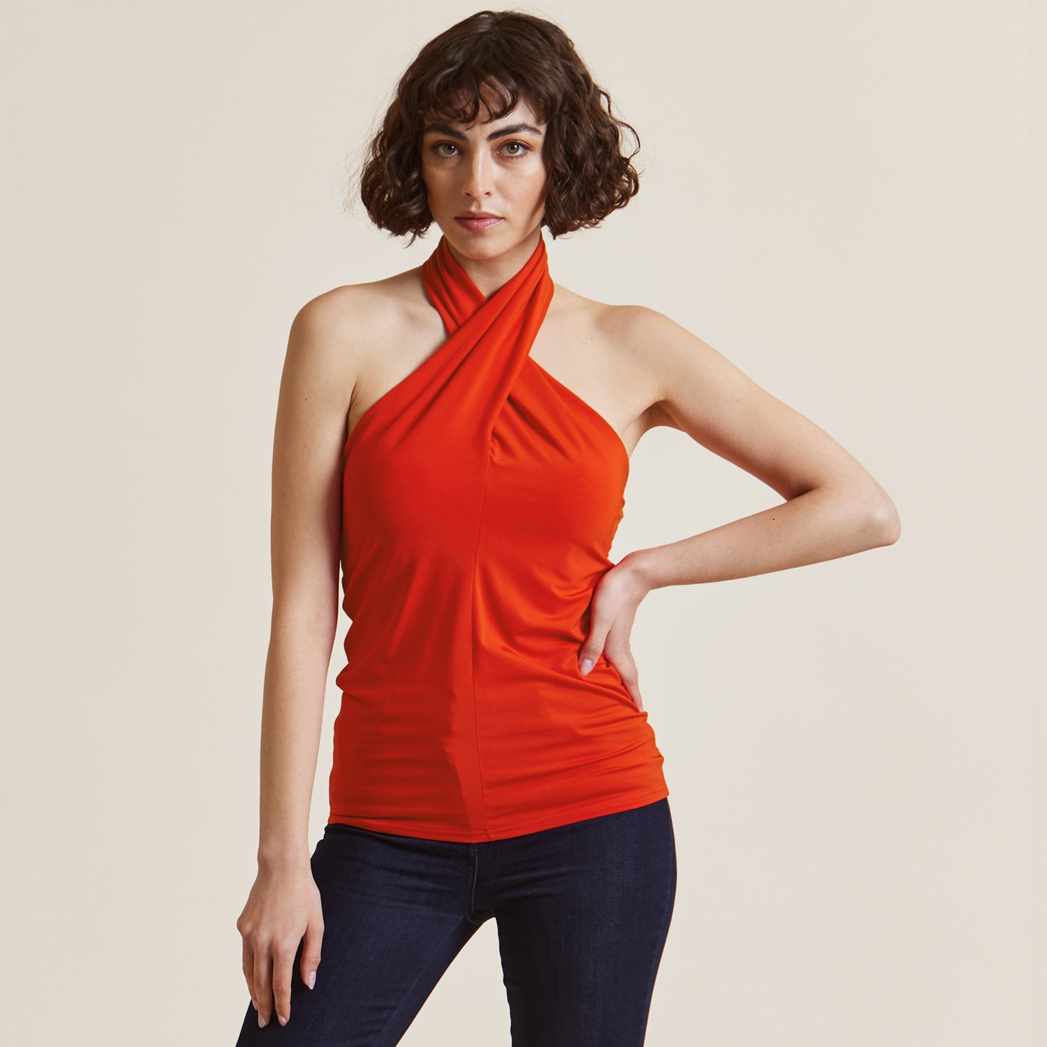 Hall Pass Red Twisted Halter Neck Top by Me & Thee