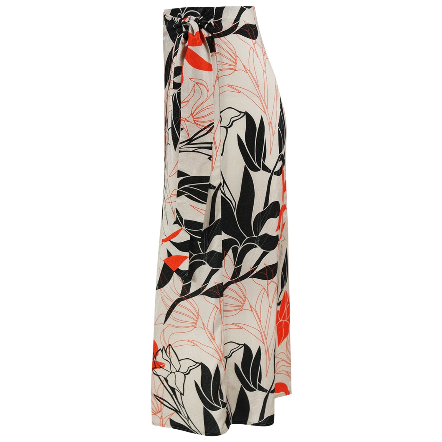 Hit Home Red & Taupe Print Wrap Tie Skirt by Me&Thee
