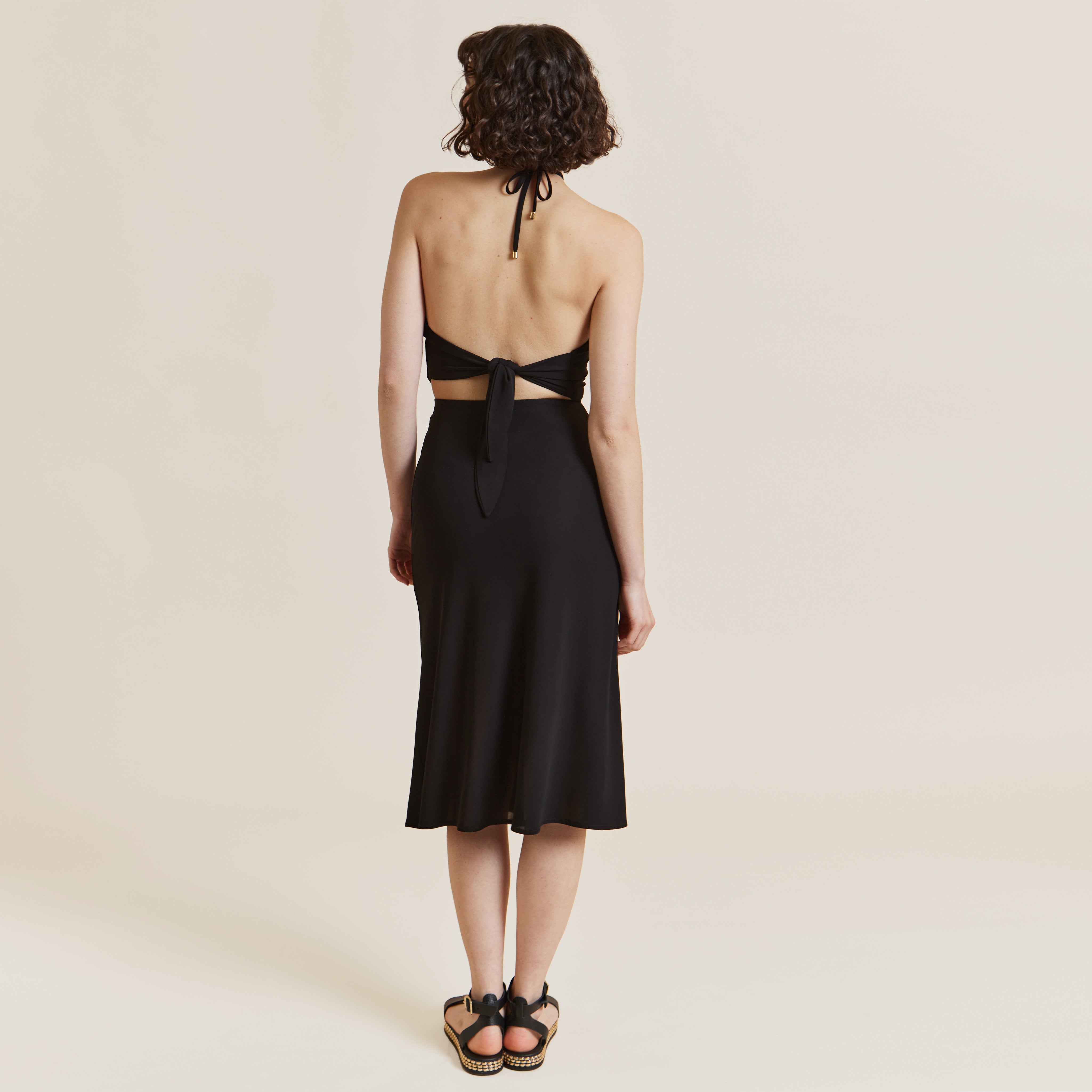 Hard Hearted Black Halter Neck Midi Dress by Me&Thee